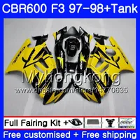 Bodys + Tank HONDA CBR600FS CBR 600F3 sarı siyah sıcak CBR 600 F3 FS 97 98 290HM.33 CBR600RR CBR600F3 1997 1998 CBR600 F3 97 98