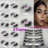 12 stili 5D Mink Hair 25mm Ciglia finte lunghe spesse Messy Cross Eye Lashes Extension Eye Makeup Tools
