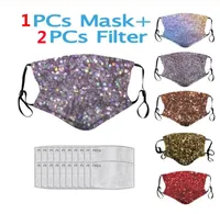 Pailletten designer wasbare herbruikbare gezichtsmasker antivervuiling katoen mond maskers met PM2.5 Filters anti stofmasker 3D-printmasker