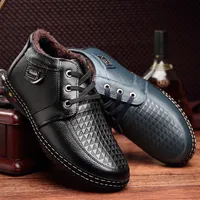 Män pu läder spets-up casual skor högkvalitativa päls plysch män vintage brittiska militär stövlar höst vinter plus storlek 38-44% 669
