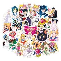 50 sztuk Sailor Moon Anime Girls Wodoodporne naklejki na deskorolka Walizka Gitara Bagaż Laptop Naklejka
