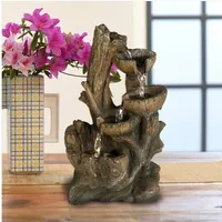 HOT Wholesales Free shipping 2019 10.8inches high Indoor Desktop Woodland Tree Trunk Fountain with LED Light