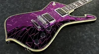Free Shipping PS2CM Purple Gold Sliver Cracked Mirror ICEMAN Paul Stanley Electric Guitar Abalone Body binding, Abalone & Pearl Inlay