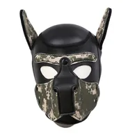 Unisex Masquerade Kostium Dog Głowy Maska Neopren Materiały Pełna Twarz Puppy Hood Cosplay Mask Choker Set