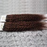 Kinky Curlmicro Loop Hair Extensions Micro Bead Hair Human Hair Remy Brasiliano perline Estensioni 18-24 '' Micro Bero Perline Estensioni per capelli 1G / Strand 200G