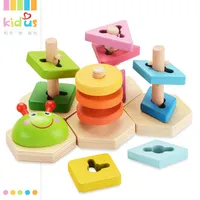Baby Early Education Puzzle Jigsaw Blude Builds Builds Geometryczny z 5 kolumnami budujący zabawkę edukacyjną dla dzieci
