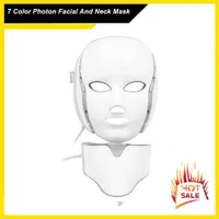 7 LED de color facial de la máscara de cuello ccsme Microelectrónica LED fotón máscara de arrugas eliminación piel rejuvenecimiento facial y del cuello de belleza