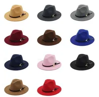 Mode TOP chapeaux pour hommes Mode féminine élégant feutre solide Fedora Hat Ruban plat Brim Jazz Chapeaux élégant Trilby Caps Panama