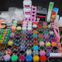 Jeu de manucure acrylique 78pcs Poudre acrylique Glitter pour Kit de ongles Kit cristal strass pinceau outils outils pour manucure
