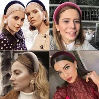 Velvet Wyściełany Hairband Elastyczna Pałąk Girl Szeroka Plastikowa Moda Nakrycia głowy Zespół Hoop Kobiety do Akcesoria do włosów