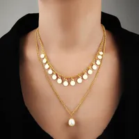 Nova venda quente multi-camada colar de jóias ondulada borla colar feminino boémia personalidade pérola pingente colar