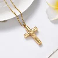 hh17090 Jesus Engraving on Cross Men Women Necklace Memorial Charm for Loved Ones Ashes Keepsake Cremation Urn Jewelry Locket