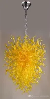 黄色の吹きガラスシャンデリアロングチェーンアートデザインムラーノスタイルのグラスシャンデリアリビングルームの装飾用のライト