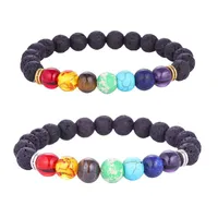 Fashion Natural Lava Rock bracelets 7 chakra stone charm Essential Oil Diffuser beads chain Bangle For women Men handmade Jewelry Bulk