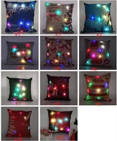 LED-Licht-Kissenbezug Luminous Weihnachtsdeko Kissenbezug Weihnachtsmann-Ren-Druck Pillowcase Sofa-Auto-Dekor Leinen Kissenbezüge