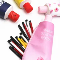 Toothpaste PU Pencil Case with Pencil Sharpener Stationery Storage Pencil Bag Student Stationery School Supplies for Boy Girl 10pcs/