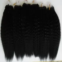 Yaki Human Hair Micro Loop Human Human Human Extensions 100g Kinky Straight Corase Yaki 100% Extensões Humanas Cápsula Capsule Queratin Bead Hair