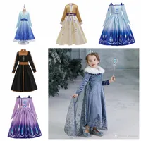 Çocuk Kar Kraliçesi Cosplay Fantezi Prenses Elbise Kız Püskül Etek Kostüm Cadılar Bayramı Noel Partisi Çocuklar Kış Elbiseler