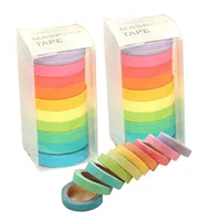 Rainbow Solid Färg Japansk Masking Washis Sticky Pappersband Lim Tryck DIY Scrapbooking 2016 Deco Washi Tape