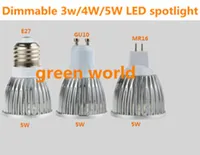 Dimmable 3W / 4W / 5W LED Spot Light E27 / GU10 / MR16 / GU5.3 Head wysokiej jakości DC12V / AC85-265V Lampka spot do krytych 5 sztuk / worek Darmowa wysyłka