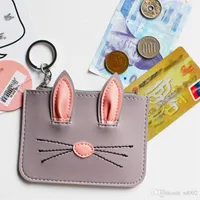 Three Dimensional Rabbit Ears Coin Purse PU Skin Mulit Color Rectangle Key Ring Cartoon Comic Card Sleeve Party Favor 6mkE1