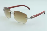 2020 Ny fabrik direktförsäljning enkelt solglasögon solglasögon A13-B3524012 Lyxiga ramlösa rhomboidlinser naturliga trä tempel solglasögon
