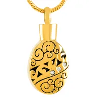 New Z275 Gold Oval Form Edelstahl Einäscherung Schmuck Urn Halskette für Frauen Männer Engravable Memorial Andenken Schmuck Hold-Asche