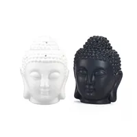 Cabeza de Buda tailandés Callador de aceite esencial Lámparas de fragancia de cerámica Aroma Difusor Candelador de velas Ornamento Zen Aromaterapia Negra Blanca