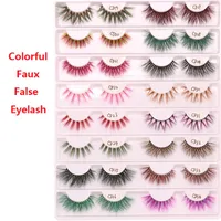 Exaggerated Colorful 3D Faux Mink Eyelash Stereoscopic Crossing False Eyelash for Night Club Party Girl Eye Lashes