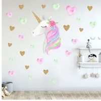 Cartoon niedlichen Einhörnern Sterne Herz Wandaufkleber Nordic Style Kinderzimmer Wohnzimmer Dekor DIY Home Wall Decals Aufkleber