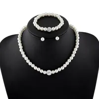 Isang trendig elegant pärla vildmodig designer hängsmycke halsband smycken set kvinna pärlhalsband armband örhängen brud smycken