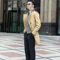 2019 new arrival autumn spring slim sexy long trench coat men double-breasted outerwear mens trench coat clothing belt S - 9XL