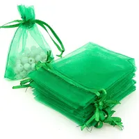 7x9cm 100pcs Organza Bags Drawstring Gift Bag Candy Jewelry Party Wedding Favor Present Pouches for Party Wedding Christmas Valentine Green
