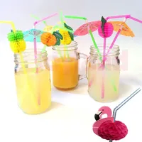 저렴한 플라스틱 밀짚 우산 과일 칵테일 우산 플라스틱 마시는 빨 혼합 교반기 바, 펍 파티 장식