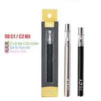 Descartáveis ​​Kits Vape canetas vazias vaporizador de vidro tanque Grosso Oil cartuchos de cerâmica 320mAh Battery 5S C1 Kit (0,3 ml) C2 (0,5 ml) E-Cigarros