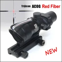 Tactical ACOG 4x32 Optical Fiber Scope Hunting Red Illuminated Crosshair Reticle reflective coating Weaver Rifle Scopes Combat Sight