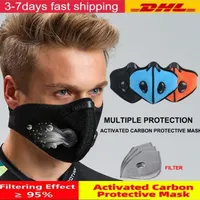 US Stock Cyclisme demi-masque visage avec filtre respiratoire Valve PM 2.5 Activated Carbon Anti-Pollution Hommes Femmes Vélo Sport Bike Masque anti-poussière