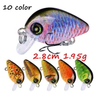 10 Colors Mixed 3D Eyes Crank Plastic Hard Baits & Lures 2.85cm 1.95g 14# Pesca Fishing Hooks BL_1
