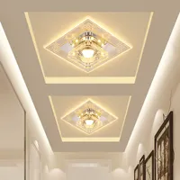 18 cm * 18 cm cuadrados LED de cristal Lámparas de techo de entrenamiento Lámpara de pasillo moderno Minimalista Pasalista Lámpara de techo Sala de estar CRISTAL DE LUZ DE LUZ