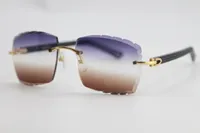 Großhandel Neueste Sonnenbrille 3524012 Schwarze Planke Randlose Gläser Mode Hohe Qualität Männlich und Weibliche Gravur Linse C Dekoration