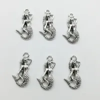 Partij 100 stks zeemeermin zee-meid antieke zilveren bedels hangers sieraden DIY voor ketting armband oorbellen retro-stijl 22 * ​​11mm