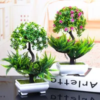1 unids Coloridas plantas artificiales Bonsai Pequeño árbol Pot Sup Plants Fake Tree Bonsai para la decoración del jardín del hogar