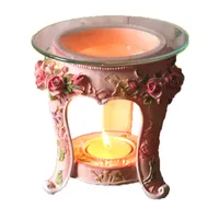 Vintage Vela Titular de Rosas Horno Aromaterapia Aroma perfumado Aroma Esencial Aceite Burner Decoración del hogar Incienso Quemador