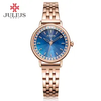 Julius Brand 2020 New Spring Quartz Watch Women Fashion Casual Clock Shell Dial Whatch Waterproof 30M Steel Montre Femme JA-959