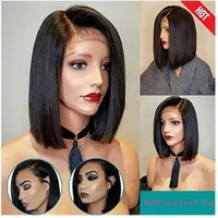 2019 heiße lange gerade natürlich aussehende Haare glueless Spitzefront wi volle Haarspitze Perücke für Afroamerikanern woman12-28inch hitzebeständig