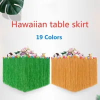 Table hawaïenne jupe bricolage 276 * 75cm en plastique Luau Fleur Herbe Jupe fête de soirée de mariage Table Robe Décoration Fleurs Herbe Plage Decoratio
