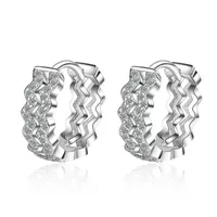 Real 925 Sterling Silver Zircon Stud Earrings For Women Girls Christmas Gift Brincos Aretes Silver 925 Jewelry 5Y607