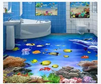 PVC Carta da parati personalizzata per pittura 3D pavimento autoadesiva Ocean World Toilet Bathroom 3D Pavimento impermeabile tridimensionale