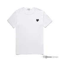 2018 COM Erkekler Kadınlar Beyaz siyah kalp Yeni oyun 1 CDG Işlemeli Tek Kalp kısa Kollu T-Shirt Nakış Kalp Tee