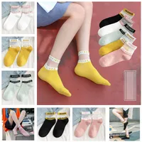 Women Girls Ankle Socks Letters Summer Thin Breathable Short Socks Candy Color Student College Style Trend Socks Sports Yoga Sock CZ304